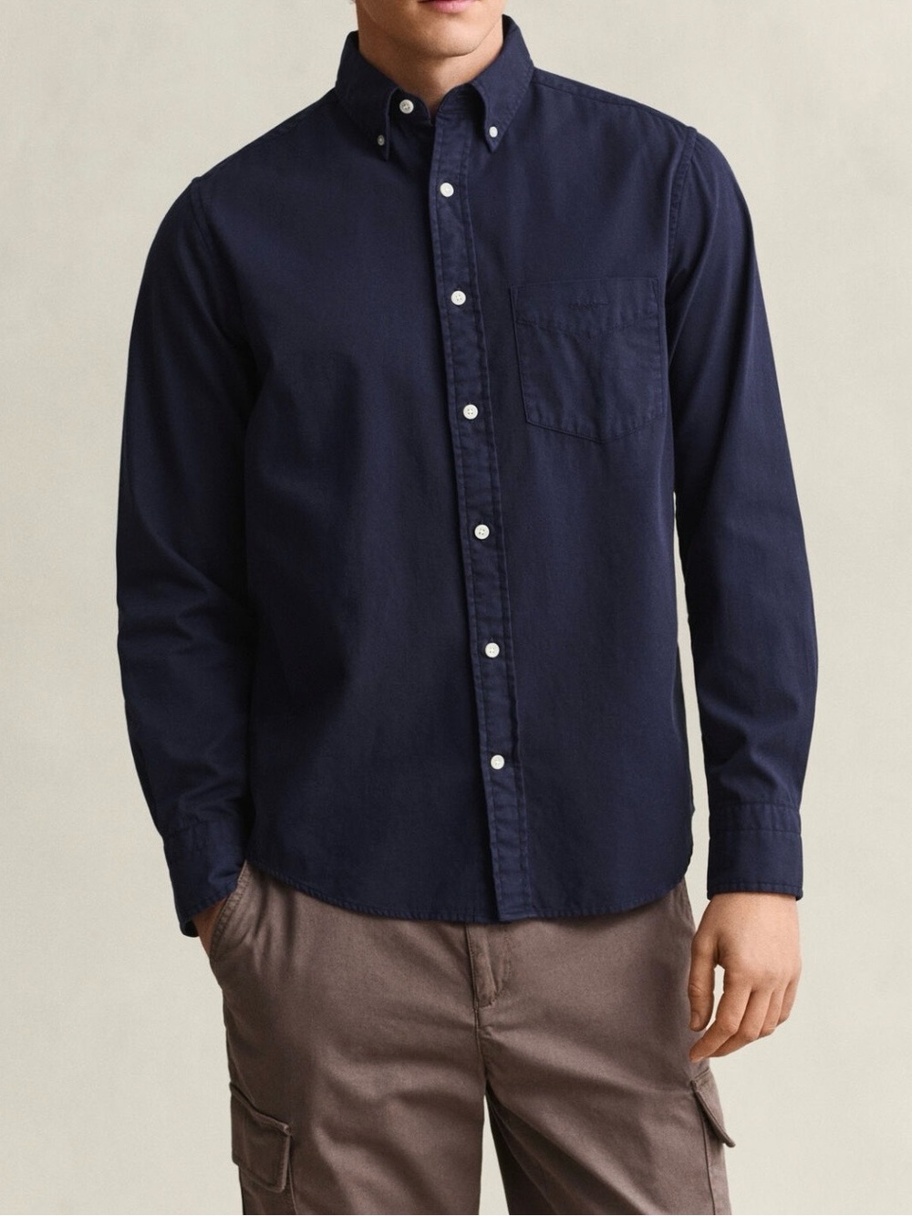 Gant Navy Long-Sleeve Button-Down Shirt size L 100% cotton.